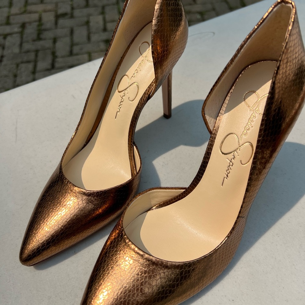 Jessica Simpson Metallic Bronze High Heel Pumps
